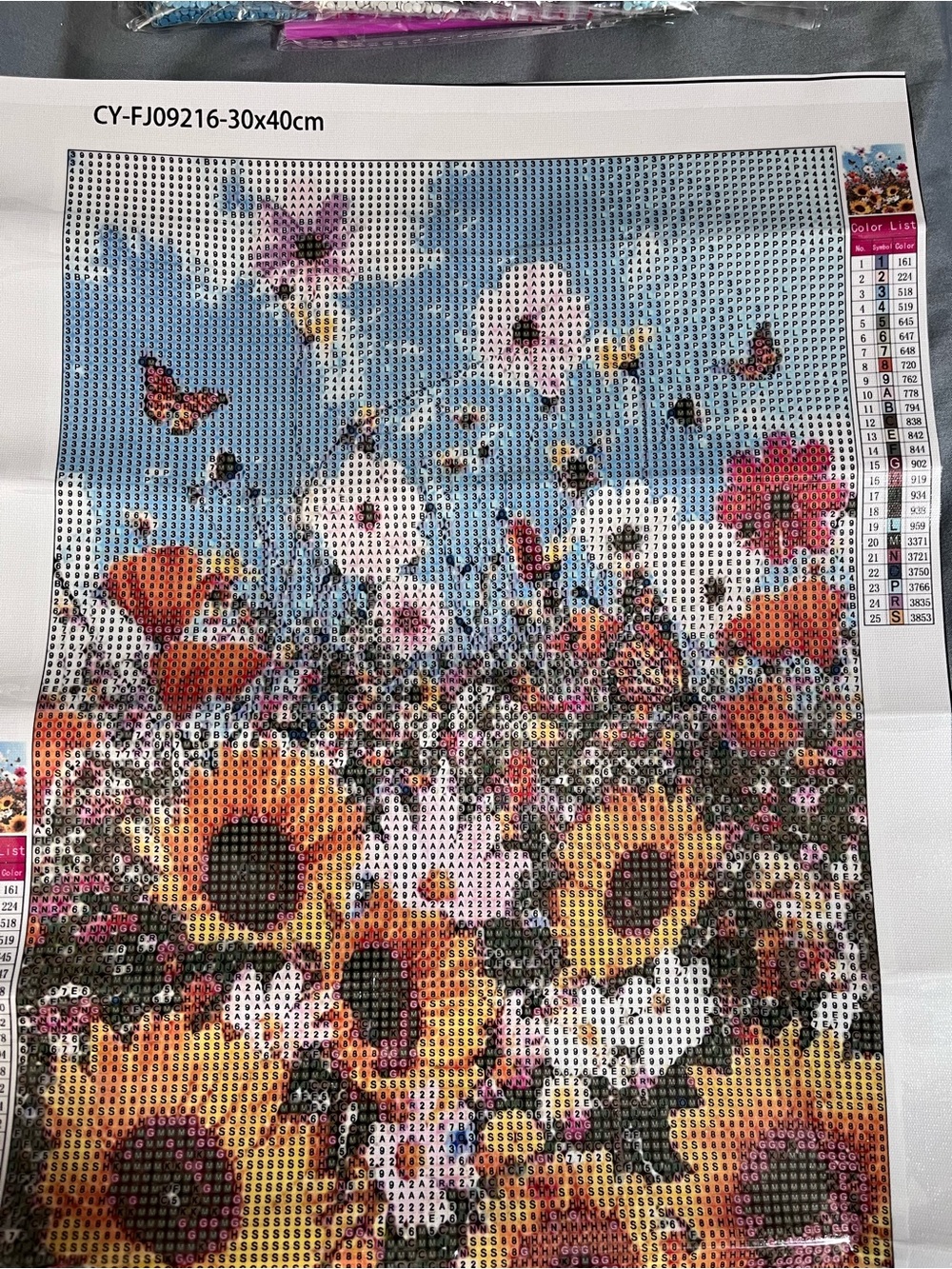 Floral Sunflower and Wildflower Diamond Painting Kit - Blue Sky Background